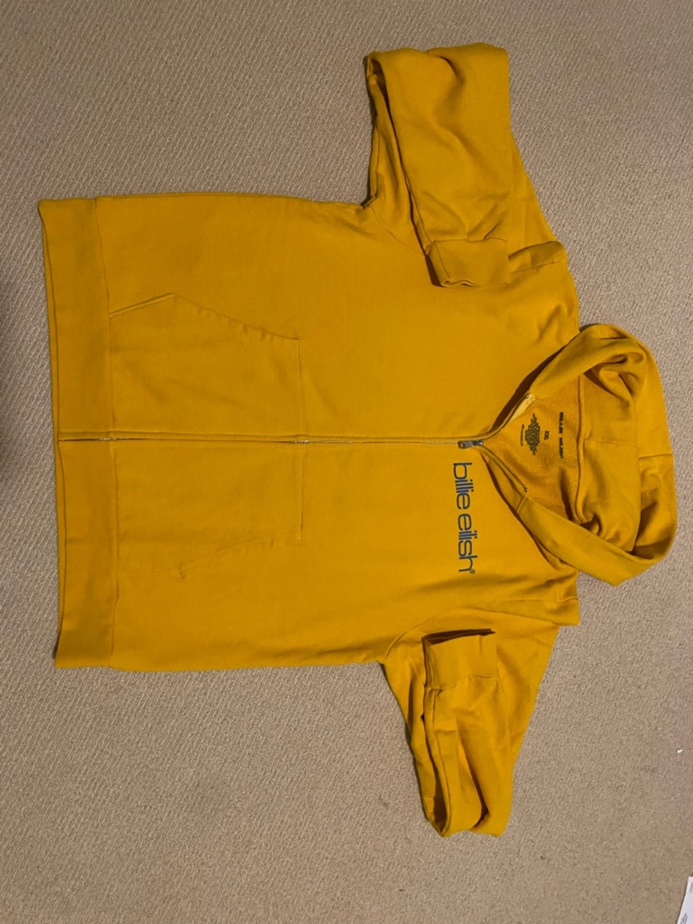 Billie Eilish Yellow Zip-Up Hoodie.
